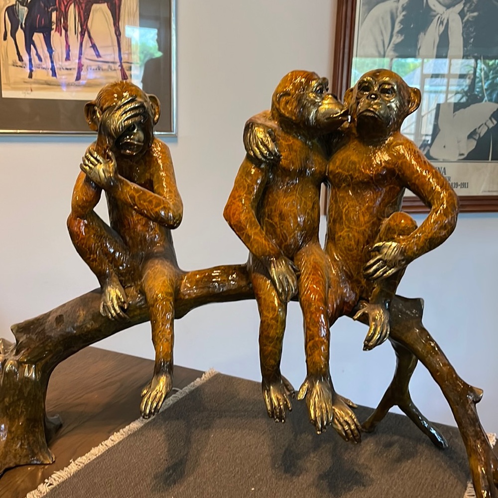 Bronze “Third Wheel Monkey” statue